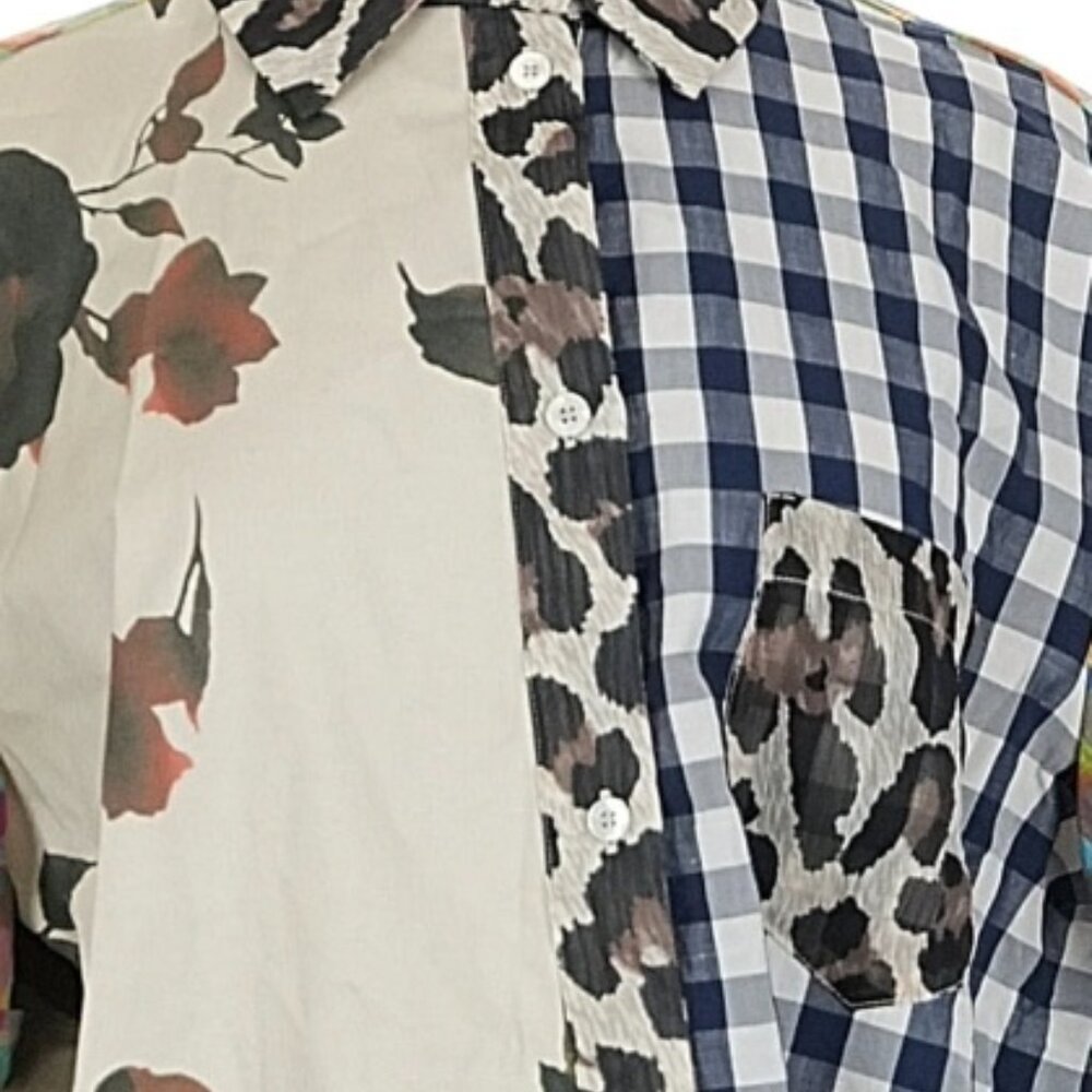 SEMICOUTURE Clarisse Patchwork Mixed Print Shirt Eclectic Italian Designer M 44 - Picture 10 of 15